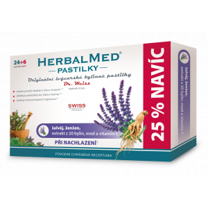 HerbalMed pastilky Dr.Weiss šalvěj + ženšen + vitamin C 26 + 4 pastilek